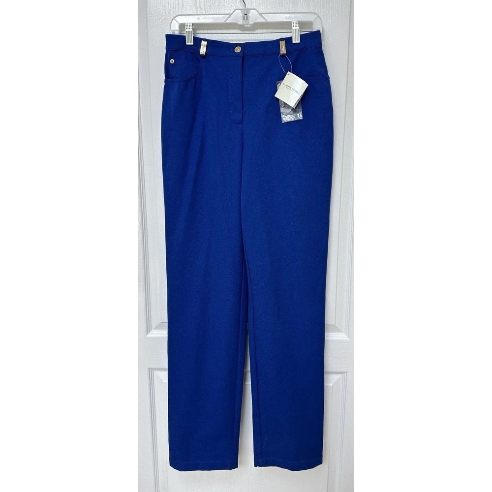 $175 NWT Womens St. John by Marie Gray Straight Leg Pants Size 8 Royal Blue